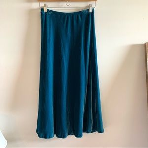 Lafayette 148 teal blue crushed velvet midi skirt size small